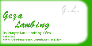 geza lambing business card